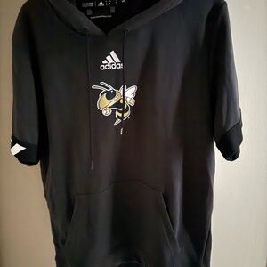 Men’s Adidas Georgia Tech Yellow Jackets Black Hoodie Warm Up Short Sleeve